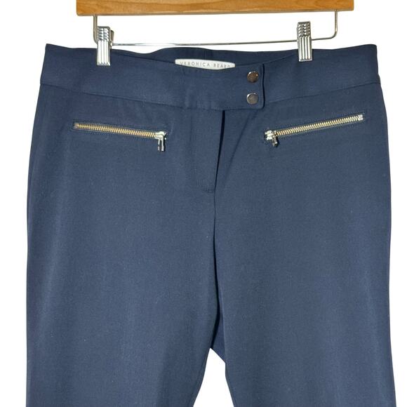 Veronica Beard Navy Blue Metro Cropped Kick Flare Pants Size 12 Work Career - Picture 3 of 7